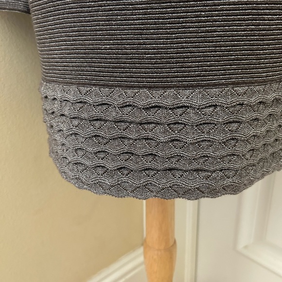 NWOT Moda International dark gray knit dress with silver threads. - Picture 2 of 5